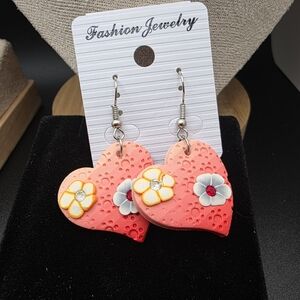 Heart-Shaped Floral Earrings (1442)